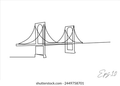 dibujo de arte de línea continua de puente de hierro	