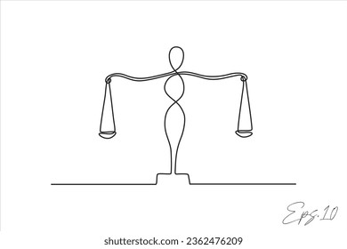  Continuous line art drawing of judge's scales of justice