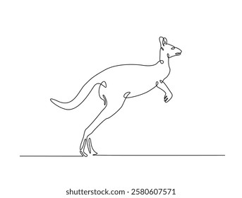 Continuous line art drawing of kangaroo- animal concept. Australian kangaroo in single line art drawing vector illustration. Editable stroke.