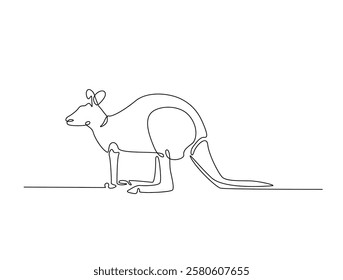 Continuous line art drawing of kangaroo- animal concept. Australian kangaroo in single line art drawing vector illustration. Editable stroke.