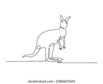 Continuous line art drawing of kangaroo- animal concept. Australian kangaroo in single line art drawing vector illustration. Editable stroke.