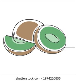 Continuous line art drawing kiwi fruit