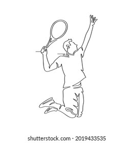 Dibujo de línea continua de hombres jugando al tenis