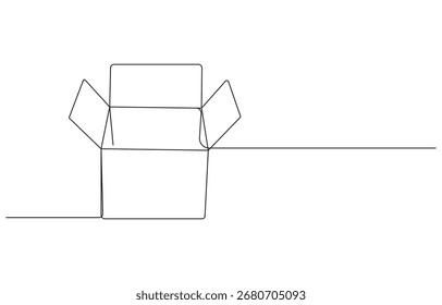 Dibujo de arte de línea continua Caja de cartón abierta