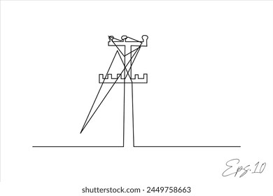 continuous line art drawing of a power pole	