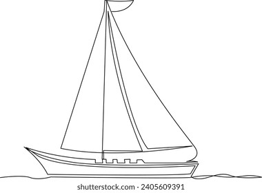 continuous line art drawing sailing boat illustrations and vectors