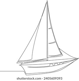 continuous line art drawing sailing boat illustrations and vectors