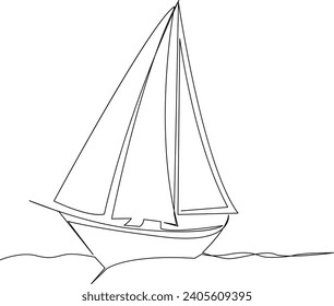 continuous line art drawing sailing boat illustrations and vectors