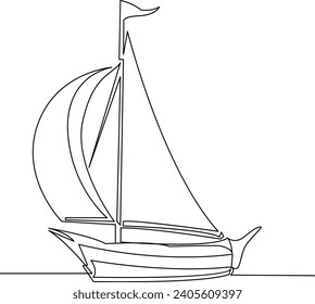 continuous line art drawing sailing boat illustrations and vectors