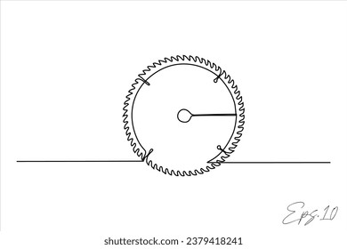  continuous line art drawing of saw blade