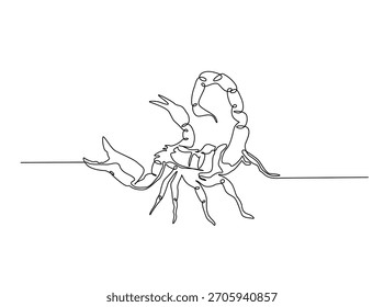 Dibujo de arte lineal continuo de escorpión animal. Ilustración de arte de línea de Escorpio. Trazo editable.