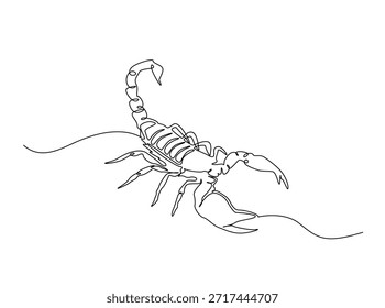 Dibujo de arte lineal continuo de escorpión animal. Ilustración de arte de línea de Escorpio. Trazo editable.
