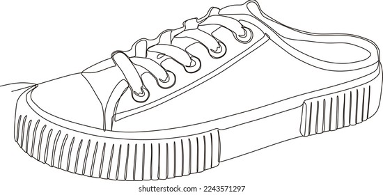  ununterbrochene Zeichnung von Schuhen auf Schwarz-Weiß