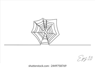 continuous line art drawing of a spider's web