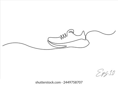 continuous line art drawing of sports shoes