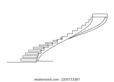 continuous line art drawing of stairs