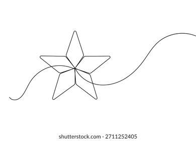 Dibujo de arte lineal continuo de una estrella con una ilustración de diseño de onda que fluye
