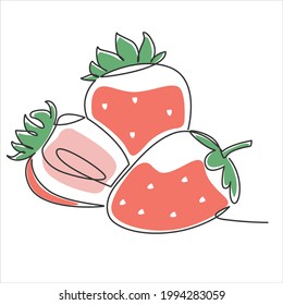 Continuous line art drawing strawberry