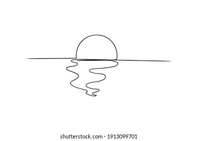 Continuous Line Art Drawing Sun Reflection Stock Vector (Royalty Free ...