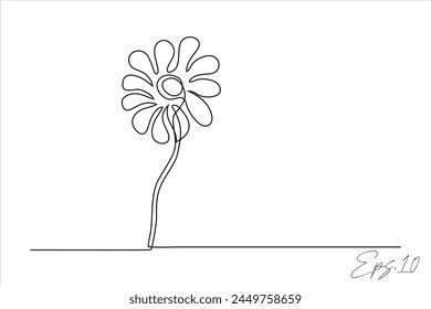 dibujo continuo de arte de línea de girasol	