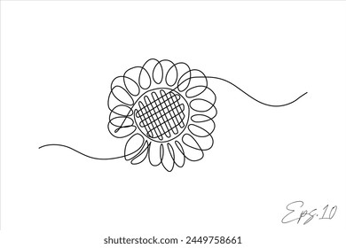 continuous line art drawing of sunflower	