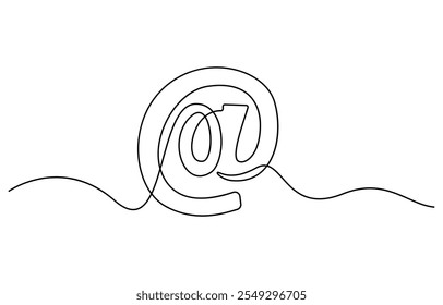 Ícone de símbolo Em desenho artístico de linha contínua