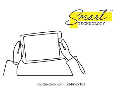 Continuous line art of a drawing tablet. Smart gadgets. High tech devices. New age devices. Modern technology. Graphic designing. Architects tools. Design vector art. 