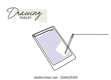 Continuous line art of a drawing tablet. Smart gadgets. High tech devices. New age devices. Modern technology. Graphic designing. Architects tools. Design vector art. 