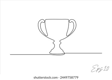 Continuous line art drawing of trophy	