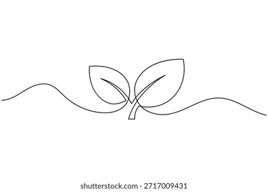 Dibujo de arte de línea continua de dos hojas Concepto ecológico