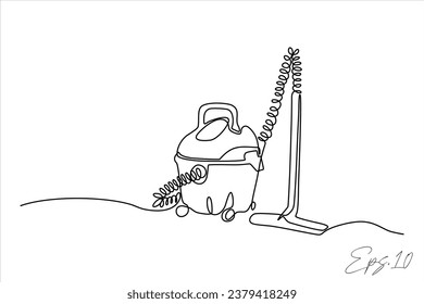  continuous line art drawing of vacuum cleaner