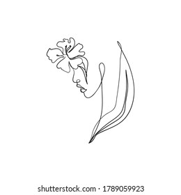 Continuous line art drawing with woman's face. Abstract modern art. Minimalism