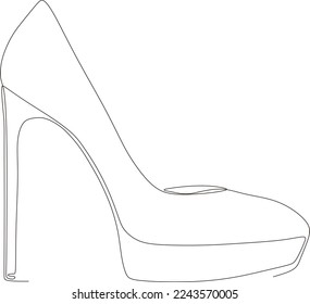dibujo de línea continua de sandalias de mujeres con tacones altos en blanco y negro