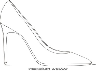 dibujo de línea continua de sandalias de mujeres con tacones altos en blanco y negro