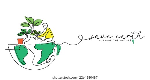 Continuous line art of earth day concept. Earth day is celebrated every year on april 22.