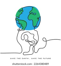 Continuous line art of earth day concept. Earth day is celebrated every year on april 22.