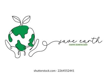 continuous line art of earth day concept. save planet earth. Climate concept art.