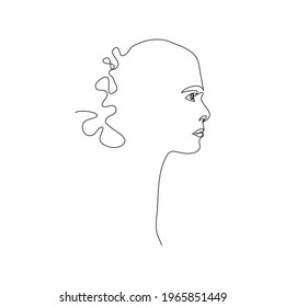 Continuous line art in elegant style for prints, fashion concept, drawing of set faces and hairstyle, people beauty minimalist, vector illustration for t-shirt,posters, textile, cards etc