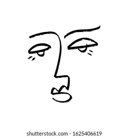 Continuous line art face sketch. Modern abstract drawing. Portrait in minimalistic style. Vector illustration. Clipart image.