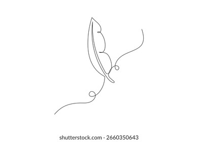 Continuous line art of feather pen isolated vector
