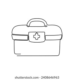 Continuous Line Art. First Aid Kit Vector Illustration for Health and Medical Services