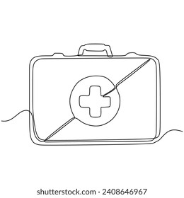 Continuous Line Art. First Aid Kit Vector Illustration for Health and Medical Services