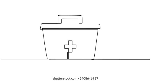 Continuous Line Art. First Aid Kit Vector Illustration for Health and Medical Services