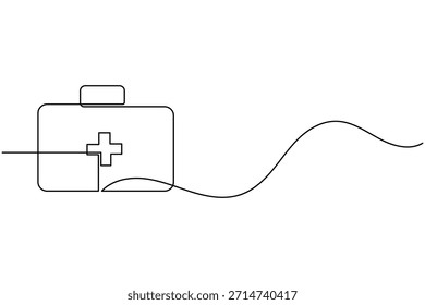 Continuous Line Art First Aid Kit Box Emergency Medical Assistance