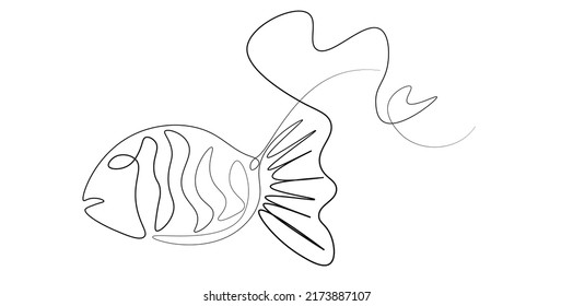 continuous line art of fish logo bungeoppang line art illustration new