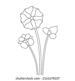diseño de flor de arte de línea continua para el vector de página de color infantil con gráfico de trazo