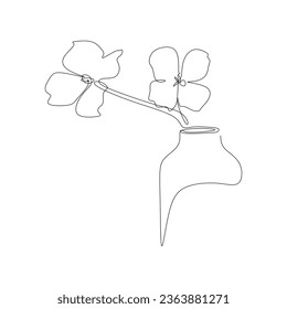 continuous line art of flower in vase, line art illustration of flower assets 