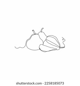 continuous line art of fresh pear