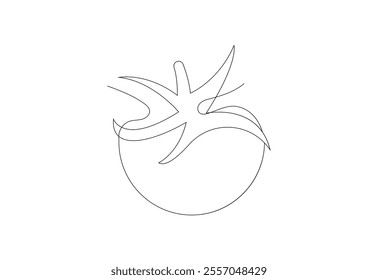 Continuous line art fresh vegetable tomato design. vector design template