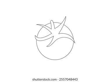 Continuous line art fresh vegetable tomato design. vector design template